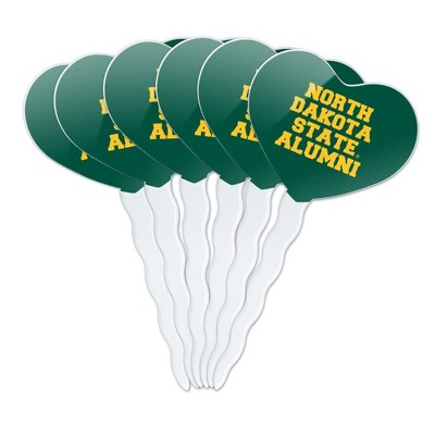 North Dakota State Bison Alumn Heart Love Cupcake Picks Toppers Decoration Set of 6