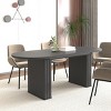 Modern Oval Extendable Dining Table for 4 to 8, Minimalist Kitchen Table with Wooden Strip Base for Dining Room or Family Living-Tanpinhause - 3 of 4