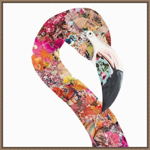 Amanti Art 30"x30" Flamingo Party I by Gina Ritter Framed Canvas Wall Art Print: Modern Abstract Animal Art, Bronze Frame - 1 of 4