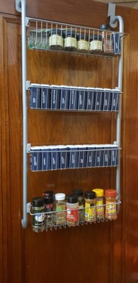 Home Basics Heavy Duty 4 Tier Over the Door Metal Pantry Organizer, Grey, KITCHEN ORGANIZATION