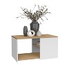 Coffee Table, 2 Shelves, White / Natural Oak - 3 of 4