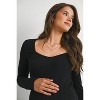 Hello Miz Women's Ribbed Sweetheart Neck Long Sleeve Back Slit Maternity Midi Dress - 4 of 4