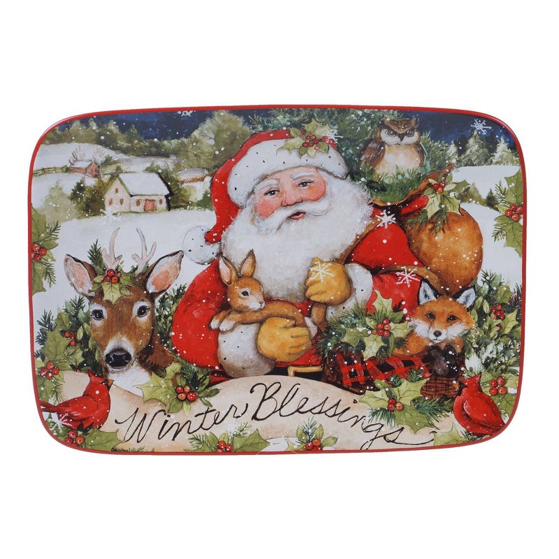 16&#34; x 12&#34; Earthenware Magic of Christmas Santa Rectangular Platter - Certified International, 1 of 3