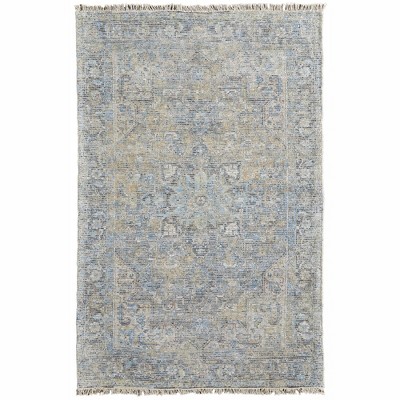 Caldwell Vintage Space Dyed Wool Rug, Blue/Light Gray, 5ft x 7ft - 6in Area Rug