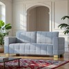 3-Seater Chenille Sofa with Tufted Seat & Custom Stainless-Steel Legs - 3 of 4