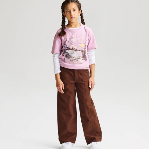 Cat & Jack Girls' Short Sleeve 100% Cotton 'Acadia' Oversized Graphic T-Shirt - Cat & Jack™ Mauve M