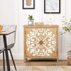 ORRD Rustic Floral Carved Wood Cabinet | Vintage Farmhouse Storage for Living Room & Entryway - 4 of 4