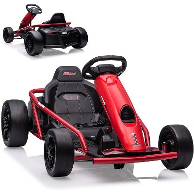 24V Ride-On Go Kart, Electric Battery-Powered Drift Kart with Dual 300W Motors, 8 MPH, Music & Horn, Outdoor Electric Car for Ages 8+