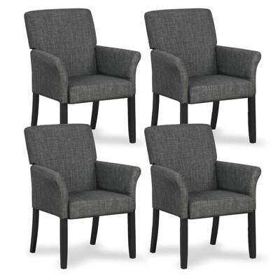 Tangkula Set of 4 Arm Chair Guest Chair Home Office w/ Wooden Legs