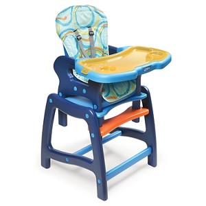 Badger Basket Baby High Chair with Playtable Conversion, Blue & Orange
