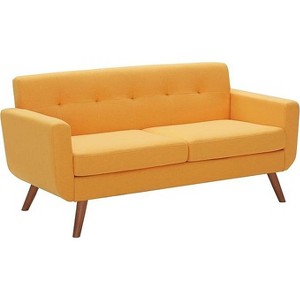 Linen Sofa Couch, Mid Century Modern Decor Loveseat Couches for Living Room, Button Tufted Upholstered Small Couch for Bedroom, Solid - 1 of 2
