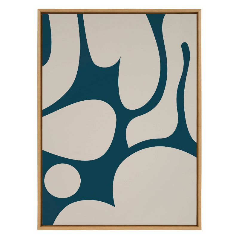 Kate &#38; Laurel All Things Decor 31.5&#34;x41.5&#34; Sylvie Groovy Happy Abstract Teal and Tan Framed Wall Art by The Creative Bunch Studio Natural, 2 of 7