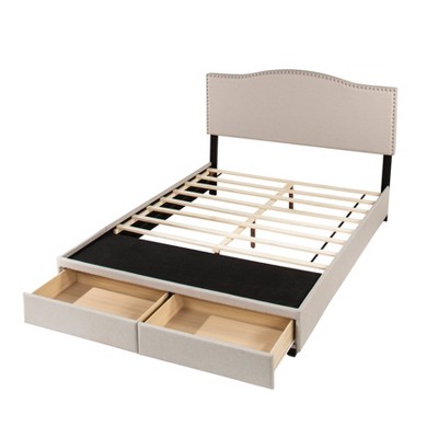 Sophisticated Fog Gray King Upholstered Bed with Storage and Nailhead Trim