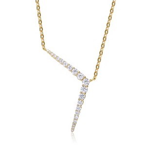 Guili 14K Yellow Gold-Plated Sterling Silver Necklace with Sparkling Cubic Zirconia Stones in a Solar Chevron Design, Stylish and Modern - 1 of 3