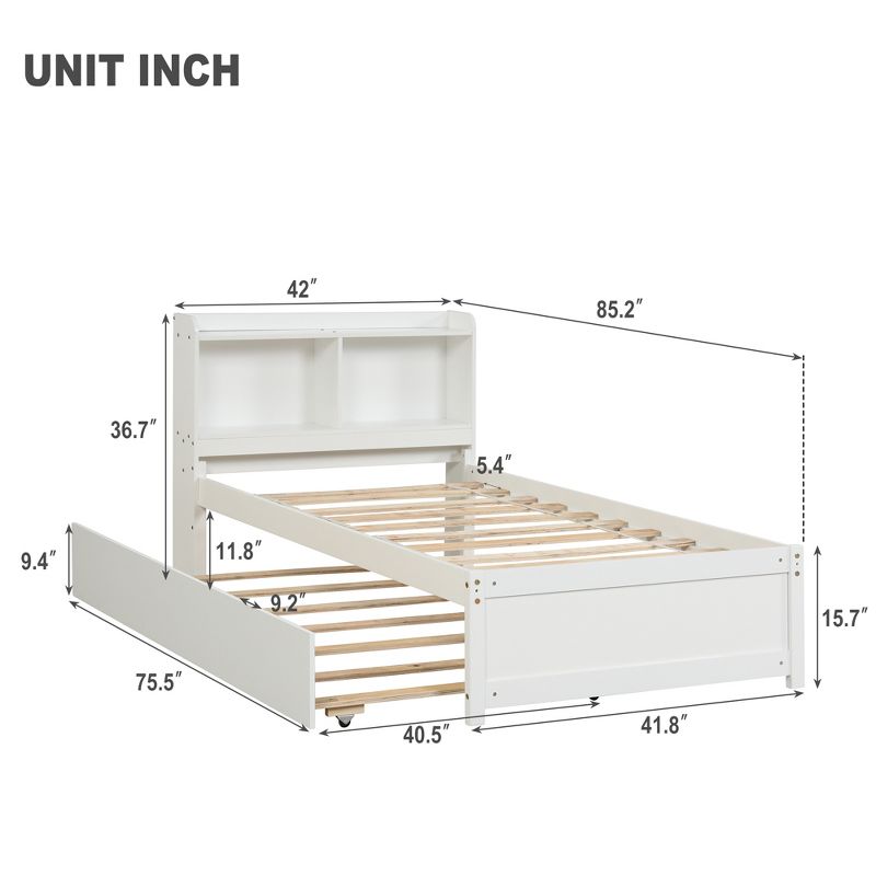 Twin Size Bed with Trundle and Bbookcase - ModernLuxe, 3 of 6