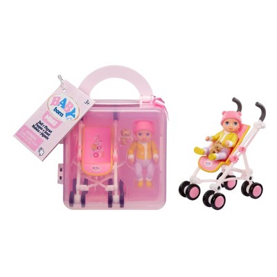 BABY Born Minis Playset - Doll with Blue Eyes, Stroller & Animal Friend