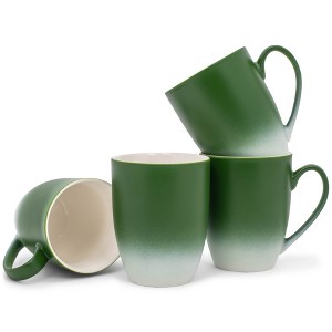 Elanze Designs Green White Two Toned Ombre Matte 12 ounce Ceramic Stoneware Coffee Cup Mugs Set of 4 - 1 of 4