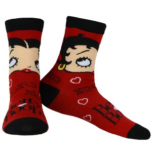 Betty Boop Socks Women's XOXO Character Design Adult Quarter Ankle Socks 1 Pair Multicolored - 1 of 4