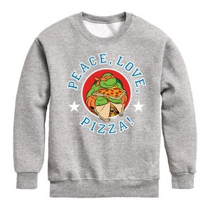 Boys' - Teenage Mutant Ninja Turtles - Peace Love Pizza Graphic Long Sleeve Fleece Sweatshirt - 1 of 4