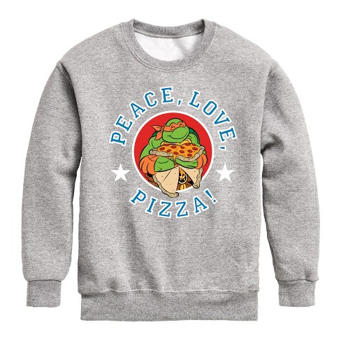 Boys' - Teenage Mutant Ninja Turtles - Peace Love Pizza Graphic Long Sleeve Fleece Sweatshirt - image 1 of 4