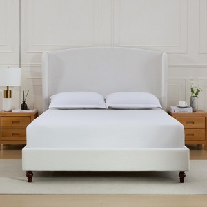 NicBex Minimalist Queen/King Size Wingback Upholstered Platform Bed Frame with 54" Tall Headboard,No Box Spring Needed,Easy Assembly,Ivory/Cream - 1 of 4