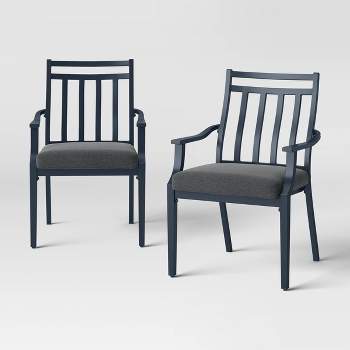 2pc Fairmont Stationary Outdoor Patio Dining Chairs Arm Chairs Black - Threshold™