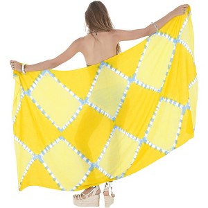 LA LEELA Women's Summer Bikini Wraps Beach Wrap Sarong Swimwear Cover up Skirt Bathing suit Swimsuit Pareo for Women One Size White, Tie Dye Design - 1 of 4
