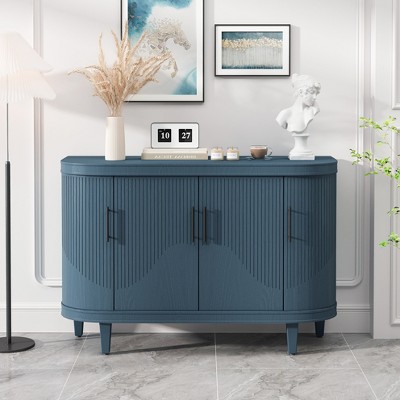 Modern Curved Sideboard 47.2-Inch Decorative Storage Cabinet Wooden Console Table Coffee Bar Cabinet