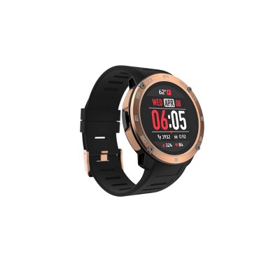 iTouch Explorer Smartwatch: Rose Gold Case with Black Silicone Strap