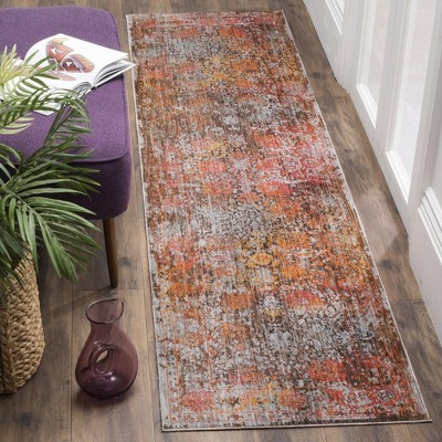 Vintage Persian Brown and Multicolor Synthetic Runner Rug, 2'2" x 10'