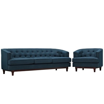 Set of 2 Coast Living Room Set Azure - Modway