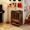 Costway Record Player Stand with Drawer & Record Holder,Lockable Wheels for Living Room Brown/Walnut - 4 of 4