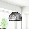 Modern Farmhouse Pendant Light, Handcrafted Black Woven Cage Shade with Brass Canopy for Entryway - 3 of 4