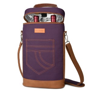 Tirrinia 2 Bottle Carrier Tote, Leakproof & Insulated Padded Versatile Wine Cooler Bag, Valentine’s Day Gift Idea - 1 of 4