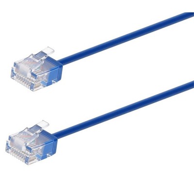 Monoprice Cat6 Ethernet Patch Cable - 1 Feet - Blue | Stranded, 550MHz, UTP, Pure Bare Copper Wire, 36AWG  - Micro SlimRun Series