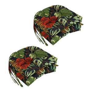 Blazing Needles, 16-inch Spun Polyester Patterned Outdoor U-shaped Tufted Chair Cushions (Set of 4) - 1 of 2