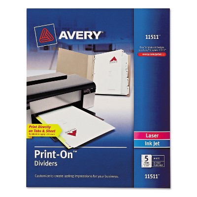 Avery Customizable Print-On Dividers 5-Tab Letter 11511