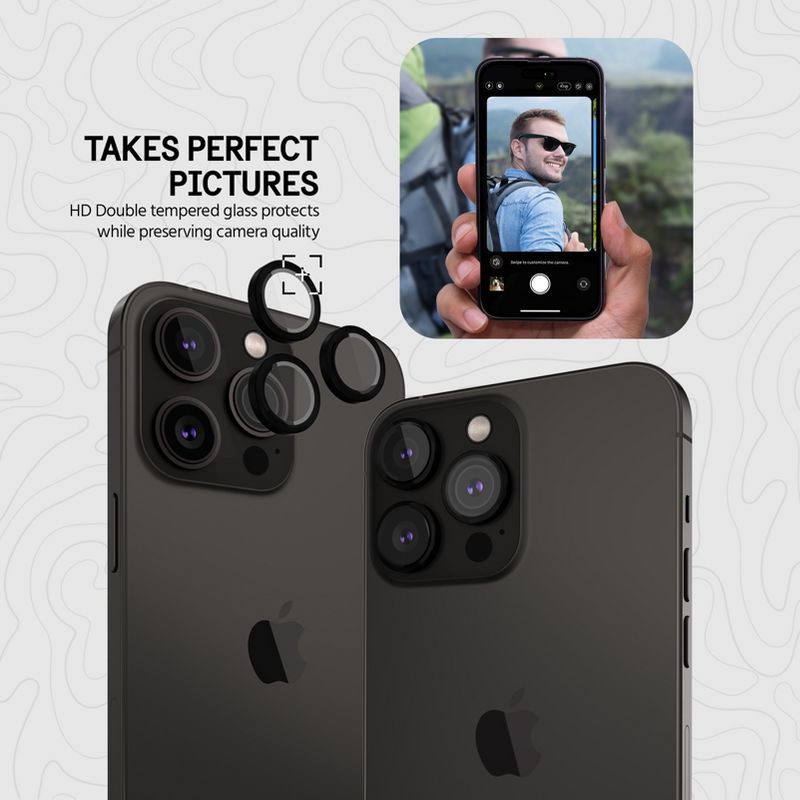 Pelican Apple iPhone 14 Pro/iPhone 14 Pro Max Aluminum Ring Camera Lens Protectors - Black, 4 of 8