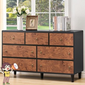 Jojoka 6-Drawer Modern Dresser with Vintage Circle Handles - Curved Profile Design for Bedroom, Living Room, Hallway - 1 of 4