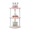 Furinno 3-Tier Corner Display Rack Open Multipurpose Bookcase Cabinet with Adjustable Shelves,Pink/White - 2 of 4