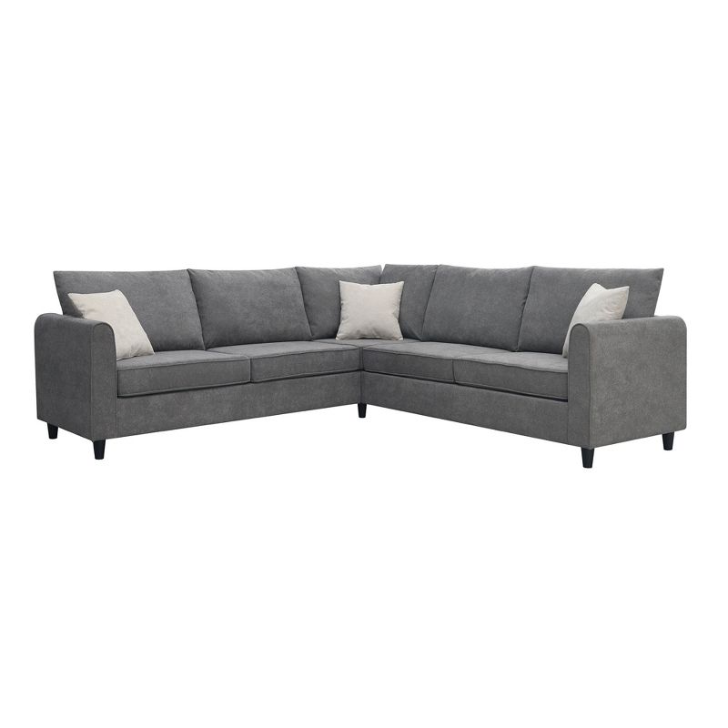 Modern Upholstered Living Room Sectional Sofa, With 3 Pillows, Gray - ModernLuxe, 2 of 15