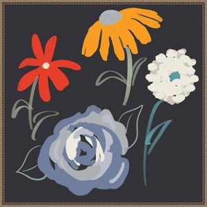 30"x30" Flowers at Night by Robin Maria Framed Canvas Wall Art Print Bronze - Amanti Art: Modern Botanical Lithograph, Polystyrene Frame - 1 of 4