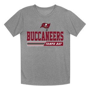 NFL Tampa Bay Buccaneers Boys' Gray Heather Short Sleeve Poly T-Shirt - 1 of 1