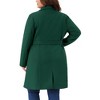 Women's Plus Size Lapel Long Sleeve Single Breasted Belted Midi Pea Coat with Pocket - Agnes Orinda - 4 of 4