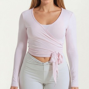 Anna-Kaci Active Women's Long Sleeve Wrap Athletic Top with Adjustable Waist Tie and Stretch Performance Fabric - 1 of 4