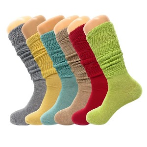 6 Pairs Colorful Slouchy Scrunch Knee Socks for Women Slouch Socks Shoe Size 5 to 10 - 1 of 1