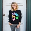 Simply Sage Market Women's Graphic Sweatshirt Checkered Butterflies  - L - Midnight - 2 of 3