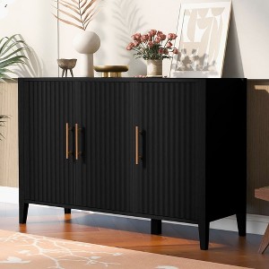 Featured Three-door Storage Cabinet With Metal Handles, Suitable For Corridors, Entrances, Living Rooms, And Study Rooms - 1 of 4