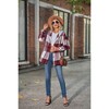 Coolmee Women's Lightweight Casual Jackets Plaid Long Sleeve Shacket Fleece Lined Hooded Jackets Button Down Warm Coats with Pockets XL Red - 2 of 4
