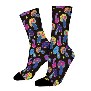 Colorful Mushrooms Women Printed Crew Socks Funny Funky Socks Soft Polyester Novelty Gifts for Artists Men - 1 of 1